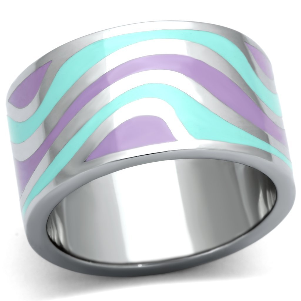 TK840 - High polished (no plating) Stainless Steel Ring with Epoxy in Multi Color