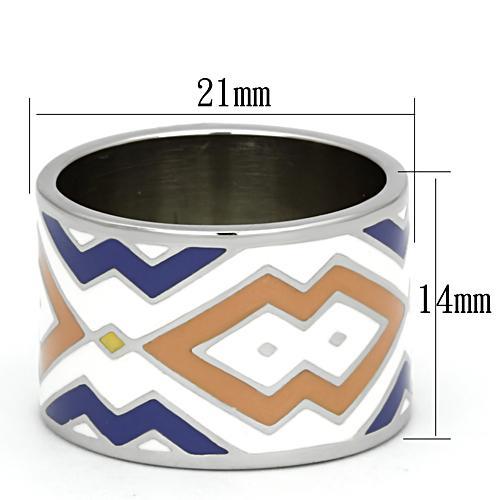 TK841 - High polished (no plating) Stainless Steel Ring with Epoxy in Multi Color