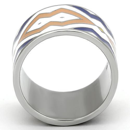 TK841 - High polished (no plating) Stainless Steel Ring with Epoxy in Multi Color