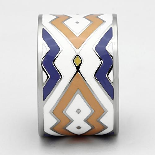 TK841 - High polished (no plating) Stainless Steel Ring with Epoxy in Multi Color