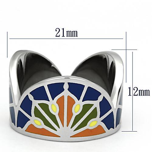 TK842 - High polished (no plating) Stainless Steel Ring with Epoxy in Multi Color