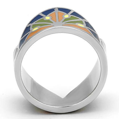 TK842 - High polished (no plating) Stainless Steel Ring with Epoxy in Multi Color