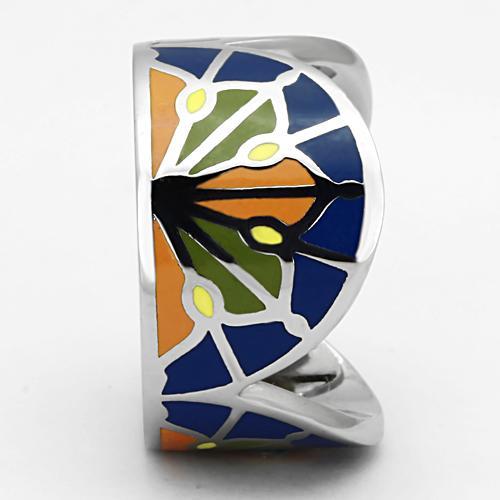 TK842 - High polished (no plating) Stainless Steel Ring with Epoxy in Multi Color