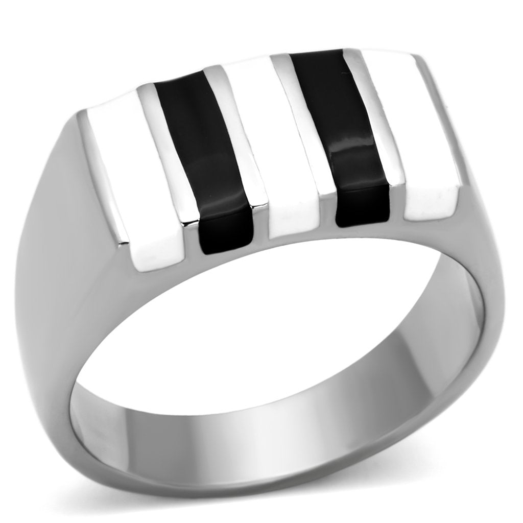 TK849 - High polished (no plating) Stainless Steel Ring with Epoxy in Multi Color