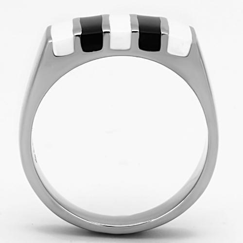TK849 - High polished (no plating) Stainless Steel Ring with Epoxy in Multi Color