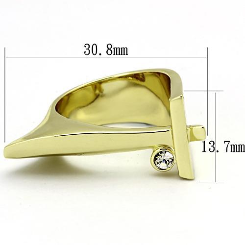 TK853 - IP Gold(Ion Plating) Stainless Steel Ring with Top Grade Crystal in Clear
