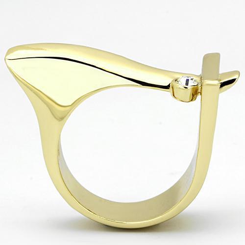 TK853 - IP Gold(Ion Plating) Stainless Steel Ring with Top Grade Crystal in Clear