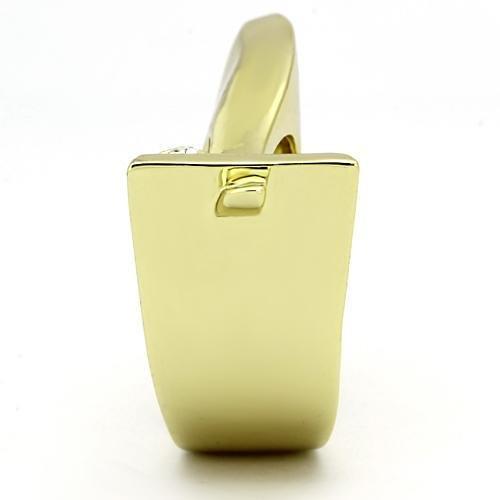 TK853 - IP Gold(Ion Plating) Stainless Steel Ring with Top Grade Crystal in Clear