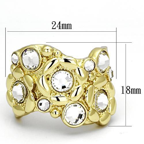 TK856 - IP Gold(Ion Plating) Stainless Steel Ring with Top Grade Crystal in Clear