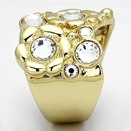 TK856 - IP Gold(Ion Plating) Stainless Steel Ring with Top Grade Crystal in Clear
