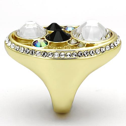 TK857 - IP Gold(Ion Plating) Stainless Steel Ring with Top Grade Crystal in Multi Color