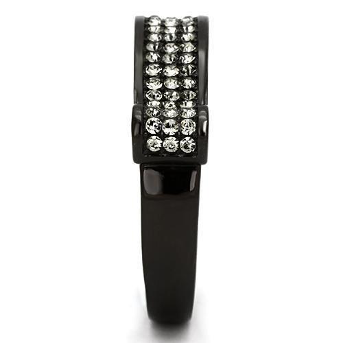 TK862 - IP Black(Ion Plating) Stainless Steel Ring with Top Grade Crystal in Black Diamond