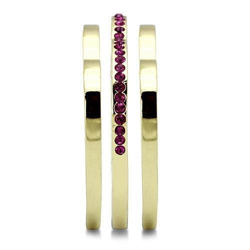TK863 - IP Gold(Ion Plating) Stainless Steel Ring with Top Grade Crystal in Fuchsia