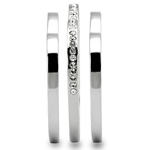 TK864 - High polished (no plating) Stainless Steel Ring with Top Grade Crystal in Clear