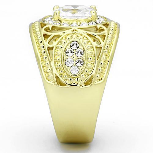 TK868 - IP Gold(Ion Plating) Stainless Steel Ring with AAA Grade CZ in Clear