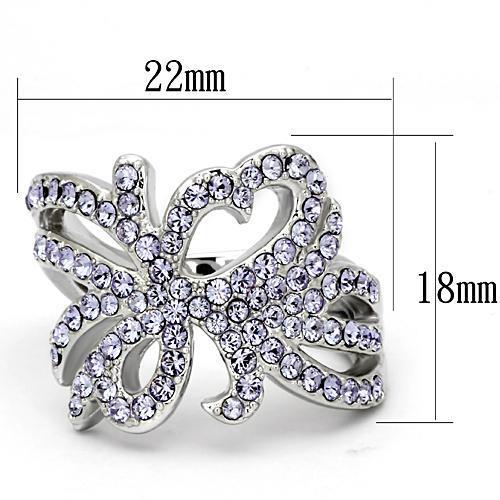 TK869 - High polished (no plating) Stainless Steel Ring with Top Grade Crystal in Light Sapphire