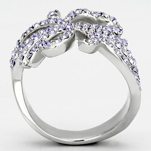 TK869 - High polished (no plating) Stainless Steel Ring with Top Grade Crystal in Light Sapphire