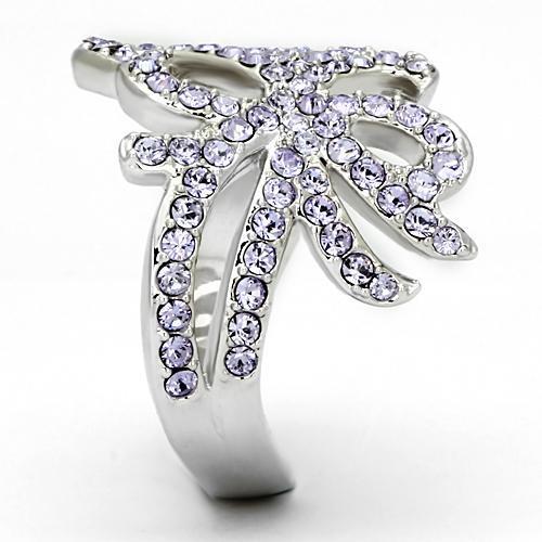 TK869 - High polished (no plating) Stainless Steel Ring with Top Grade Crystal in Light Sapphire