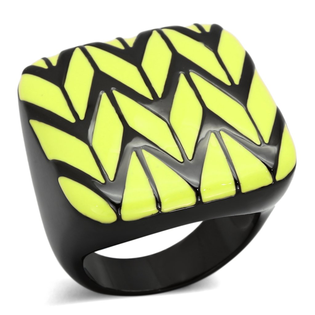 TK872 - IP Black(Ion Plating) Stainless Steel Ring with Epoxy in Topaz