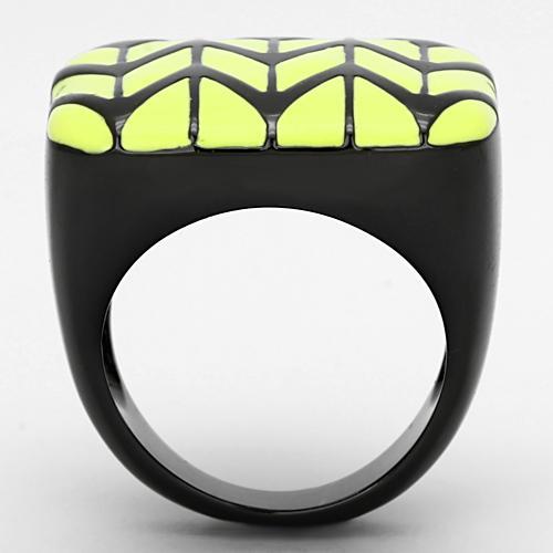 TK872 - IP Black(Ion Plating) Stainless Steel Ring with Epoxy in Topaz