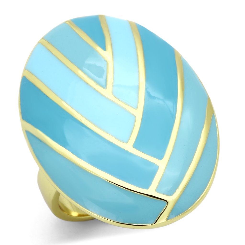 TK874 - IP Gold(Ion Plating) Stainless Steel Ring with Epoxy in Multi Color