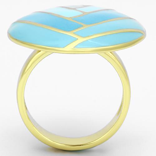 TK874 - IP Gold(Ion Plating) Stainless Steel Ring with Epoxy in Multi Color