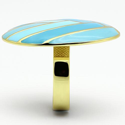 TK874 - IP Gold(Ion Plating) Stainless Steel Ring with Epoxy in Multi Color