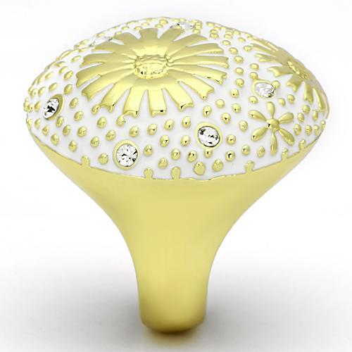 TK875 - IP Gold(Ion Plating) Stainless Steel Ring with Top Grade Crystal in Clear