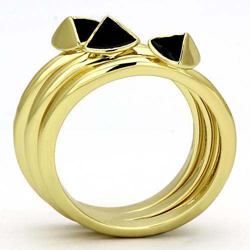 TK876 - IP Gold(Ion Plating) Stainless Steel Ring with Epoxy in Jet