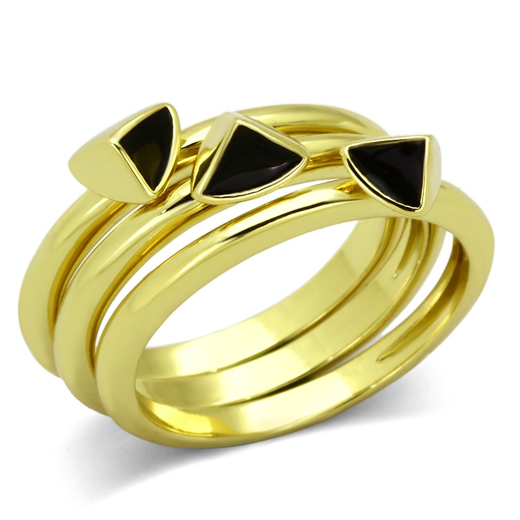 TK876 - IP Gold(Ion Plating) Stainless Steel Ring with Epoxy in Jet