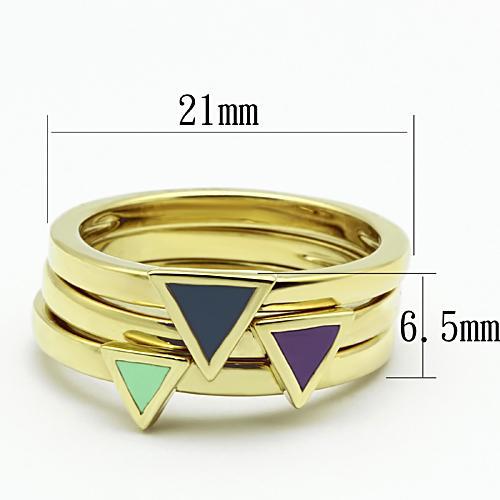 TK877 - IP Gold(Ion Plating) Stainless Steel Ring with Epoxy in Multi Color