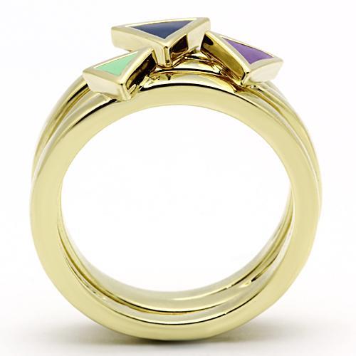 TK877 - IP Gold(Ion Plating) Stainless Steel Ring with Epoxy in Multi Color