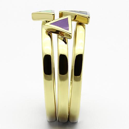 TK877 - IP Gold(Ion Plating) Stainless Steel Ring with Epoxy in Multi Color