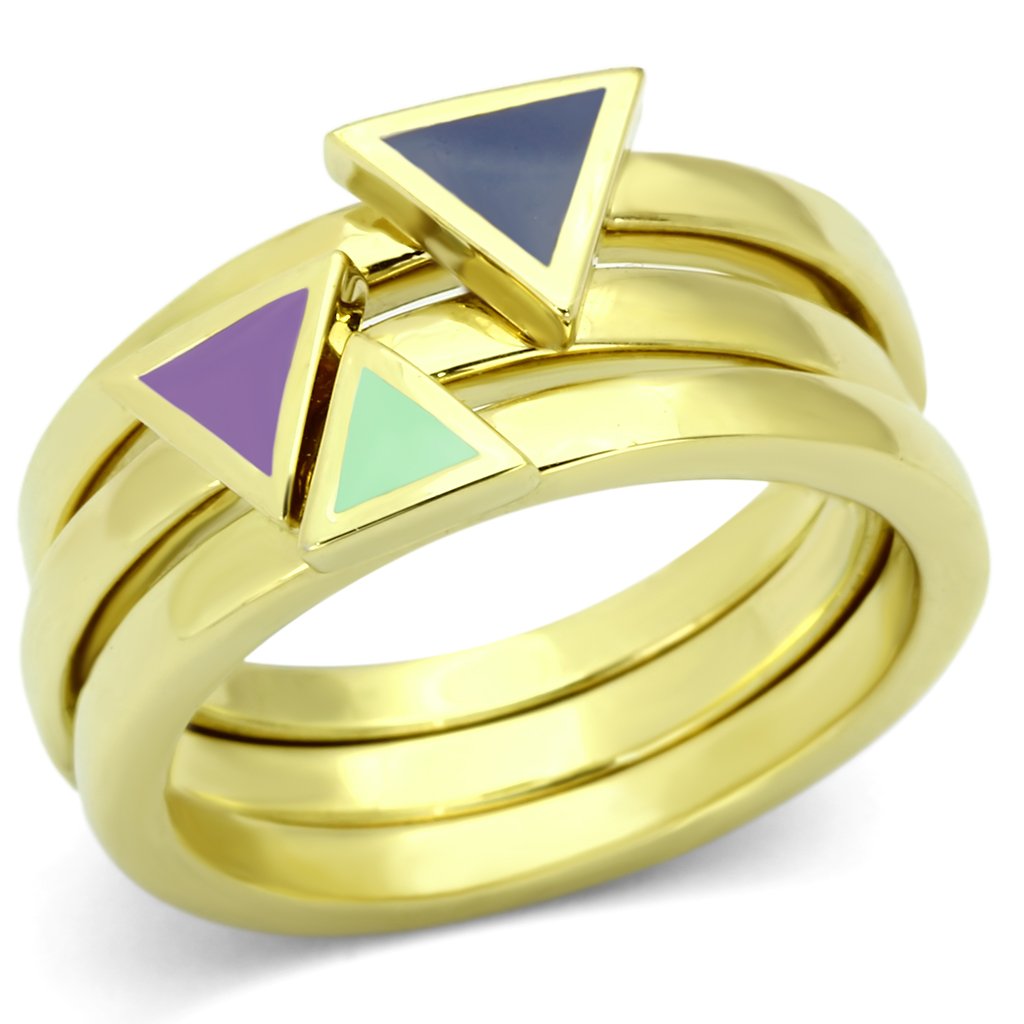 TK877 - IP Gold(Ion Plating) Stainless Steel Ring with Epoxy in Multi Color