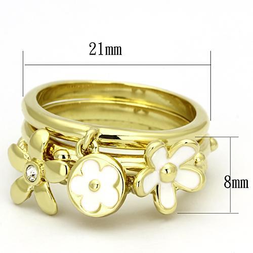 TK878 - IP Gold(Ion Plating) Stainless Steel Ring with Top Grade Crystal in Clear