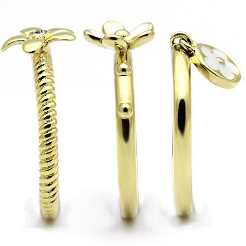 TK878 - IP Gold(Ion Plating) Stainless Steel Ring with Top Grade Crystal in Clear