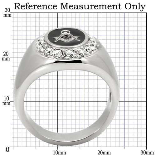 TK8X023 - High polished (no plating) Stainless Steel Ring with Top Grade Crystal in Clear