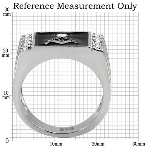 TK8X030 - High polished (no plating) Stainless Steel Ring with AAA Grade CZ in Clear