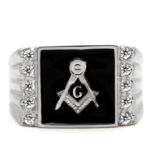 TK8X030 - High polished (no plating) Stainless Steel Ring with AAA Grade CZ in Clear