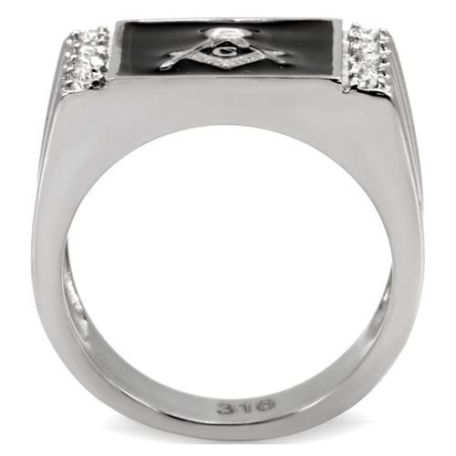 TK8X030 - High polished (no plating) Stainless Steel Ring with AAA Grade CZ in Clear