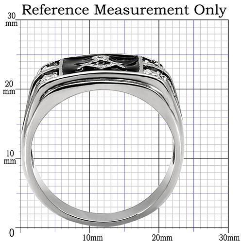 TK8X031 - High polished (no plating) Stainless Steel Ring with AAA Grade CZ in Clear