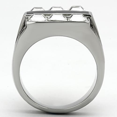 TK920 - High polished (no plating) Stainless Steel Ring with Top Grade Crystal in Clear