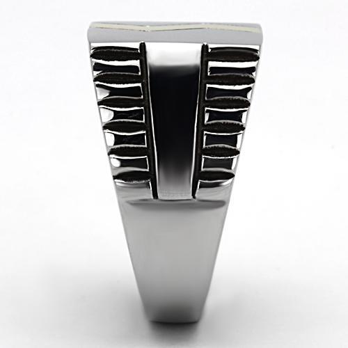 TK950 - Two-Tone IP Gold (Ion Plating) Stainless Steel Ring with Epoxy in Jet
