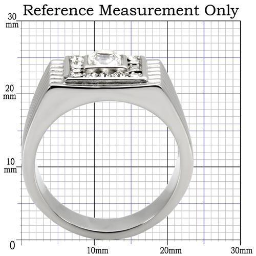 TK95312 - High polished (no plating) Stainless Steel Ring with Top Grade Crystal in Clear