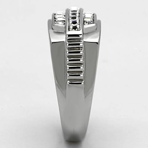 TK956 - High polished (no plating) Stainless Steel Ring with Top Grade Crystal in Clear