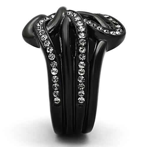 TK978 - IP Black(Ion Plating) Stainless Steel Ring with Top Grade Crystal in Black Diamond
