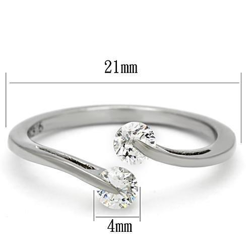 TK995 - High polished (no plating) Stainless Steel Ring with AAA Grade CZ in Clear