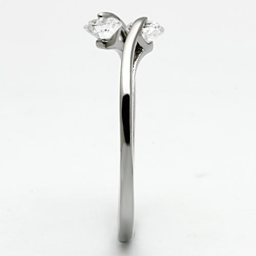 TK995 - High polished (no plating) Stainless Steel Ring with AAA Grade CZ in Clear