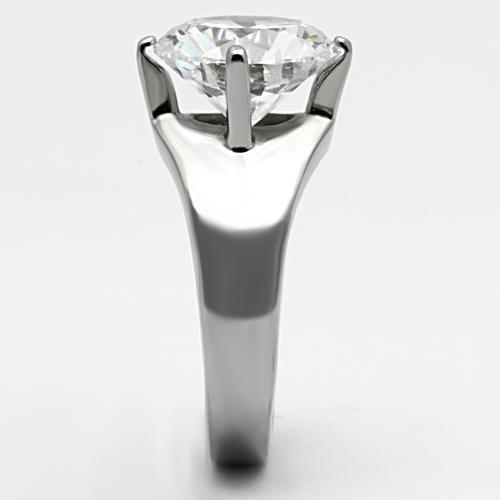 TK999 - High polished (no plating) Stainless Steel Ring with AAA Grade CZ in Clear