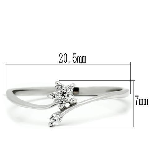 TS056 - Rhodium 925 Sterling Silver Ring with AAA Grade CZ in Clear